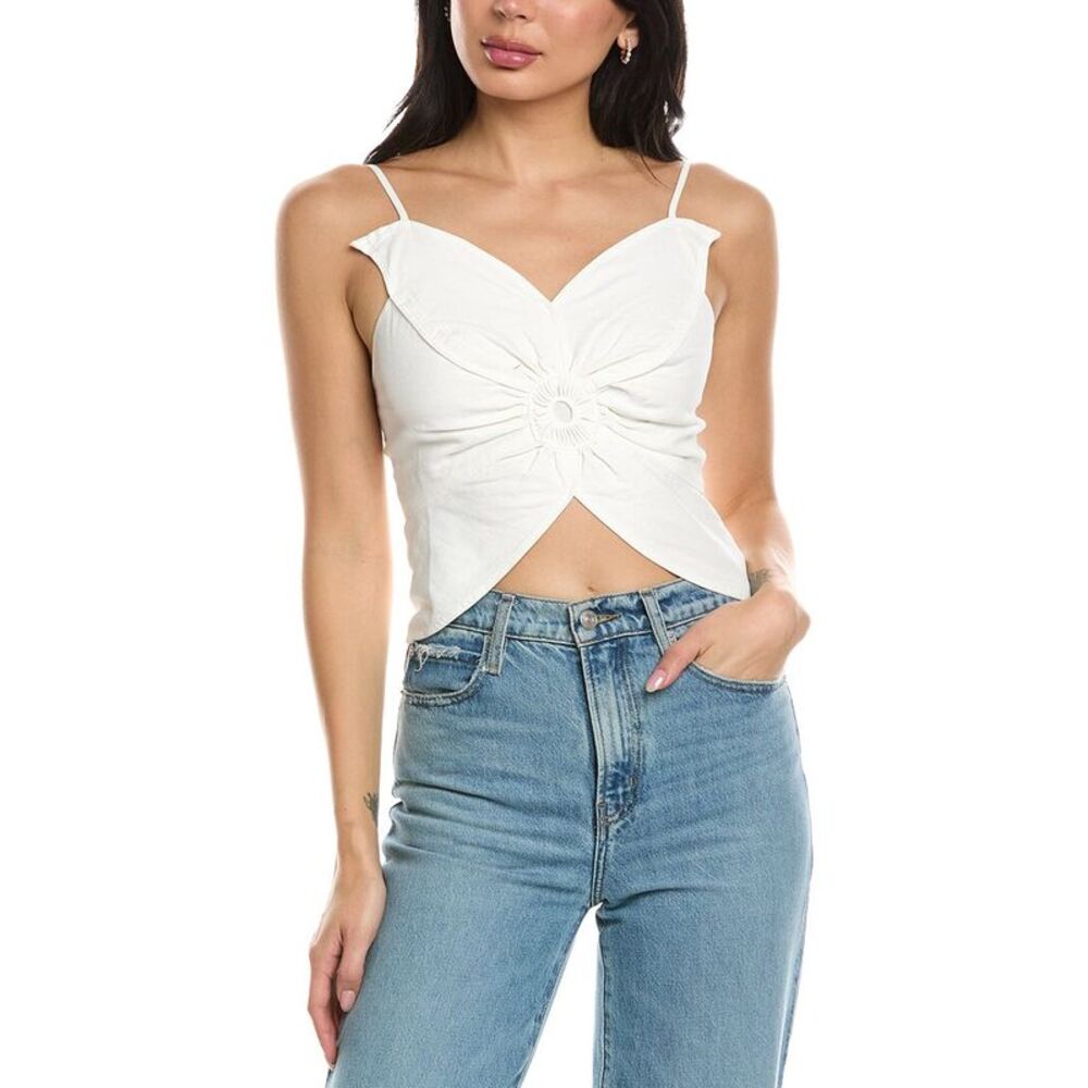 Young Fabulous & Broke Womens Fleur Linen-Blend Top, White